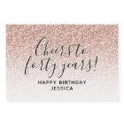 Cheers to Forty Years Pink Glitter 40th Birthday C