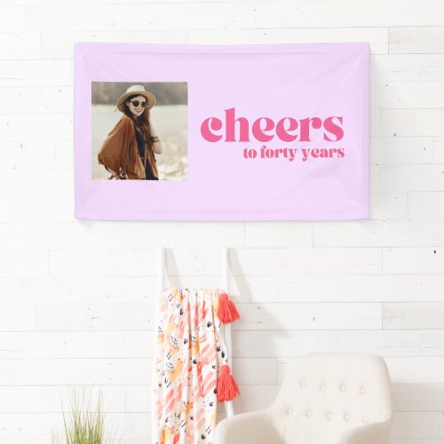 Cheers to forty years Retro Purple 40th birthday Banner