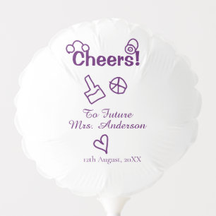 Cheers to future Mrs add bride name purple doodle Balloon