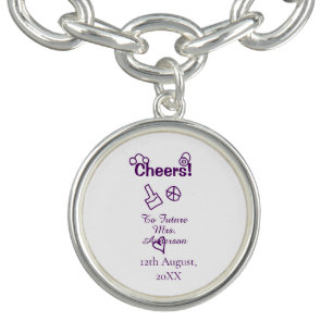 Cheers to future Mrs add bride name purple doodle Bracelet