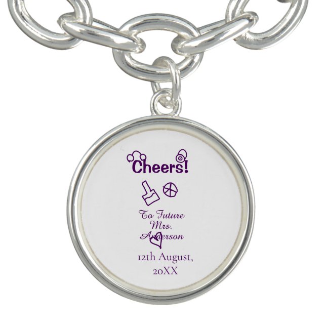 Cheers to future Mrs add bride name purple doodle Bracelet (Design)