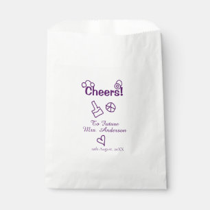 Cheers to future Mrs add bride name purple doodle Favor Bag