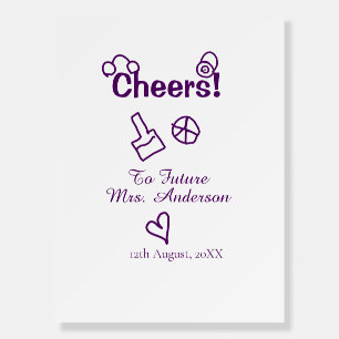 Cheers to future Mrs add bride name purple doodle Foam Board