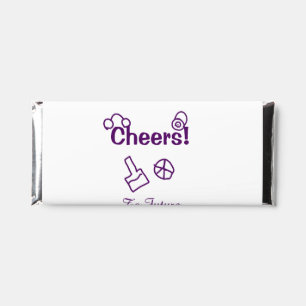 Cheers to future Mrs add bride name purple doodle Hershey Bar Favors