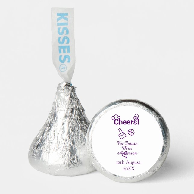 Cheers to future Mrs add bride name purple doodle Hershey®'s Kisses® (Front)
