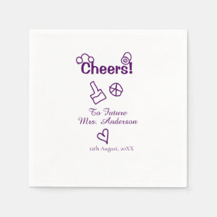 Cheers to future Mrs add bride name purple doodle Napkins
