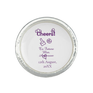 Cheers to future Mrs add bride name purple doodle Ring