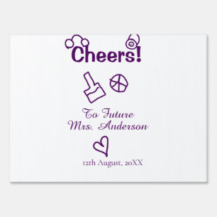 Cheers to future Mrs add bride name purple doodle Sign