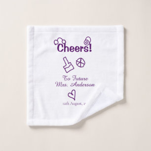 Cheers to future Mrs add bride name purple doodle Wash Cloth