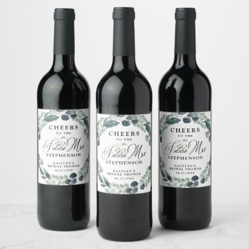 Cheers to Future Mrs Greenery Bridal Shower Wine Label