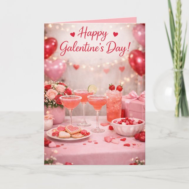 Cheers to Galentin'es Day! Greeting Card (Front)