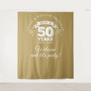 Cheers To Gold 50th Anniversary Photo Backdrop