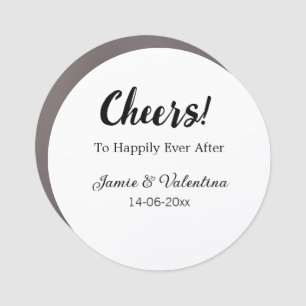 Cheers to happily ever after add couple name date  car magnet