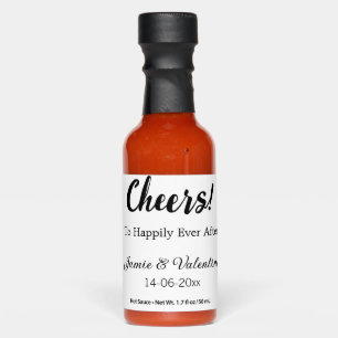 Cheers to happily ever after add couple name date hot sauces