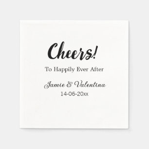 Cheers to happily ever after add couple name date napkins