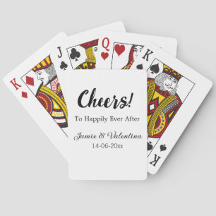 Cheers to happily ever after add couple name date poker cards