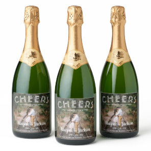 Cheers to Happily Ever After Photo Wedding Favor Sparkling Wine Label