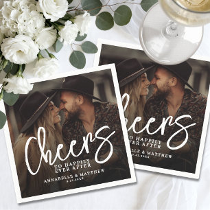 Cheers To Happily Ever After Photo Wedding Napkins