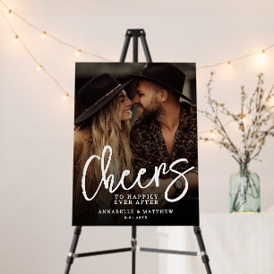 Cheers To Happily Ever After Photo Wedding Sign