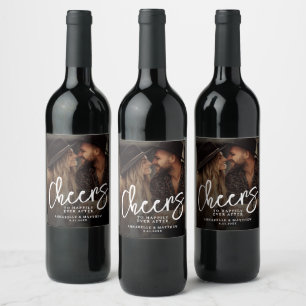 Cheers To Happily Ever After Photo Wedding Wine Label