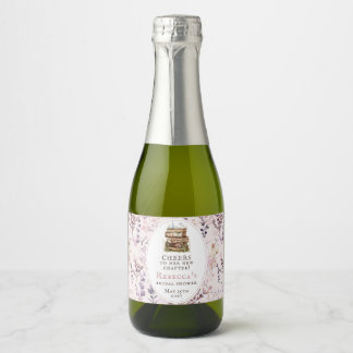 "cheers to her new chapter" bridal shower sparkling wine label