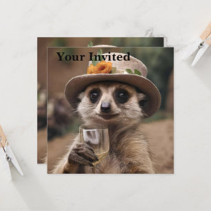"Cheers to Life: Gran Meerkat Enjoys Glass Of Wine Invitation