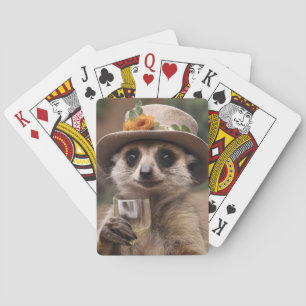 "Cheers to Life: Gran Meerkat Enjoys Glass Of Wine Poker Cards