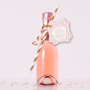 Cheers to Little Girls Bow Pink Girl Champagne Favor Tags