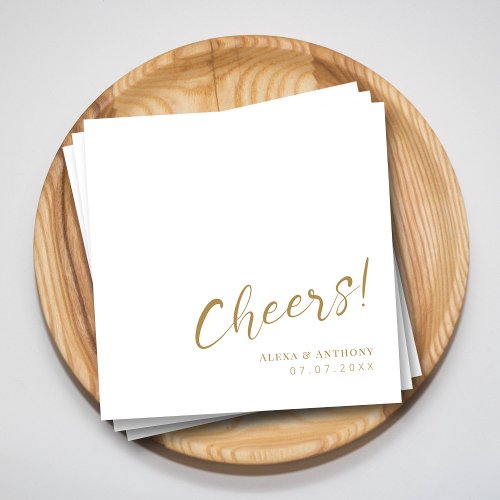 Cheers to Love and Happiness Modern Gold Wedding Napkins