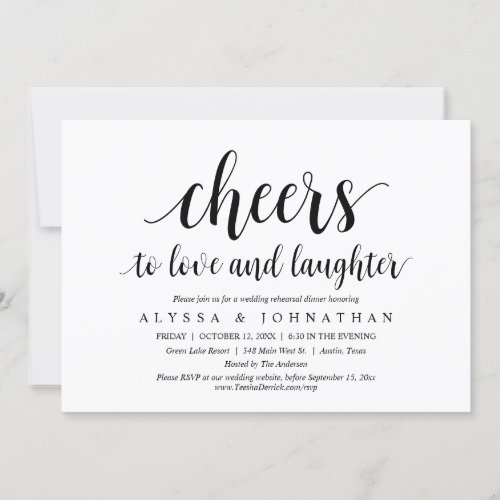 Cheers to love and laughter Wedding Rehearsal Invitation