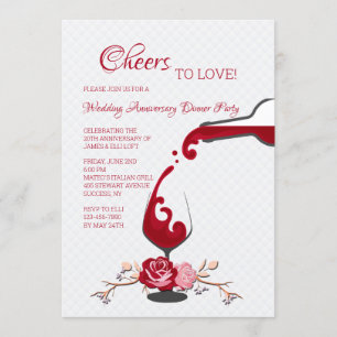 Cheers to Love Anniversary Dinner Party Invitation