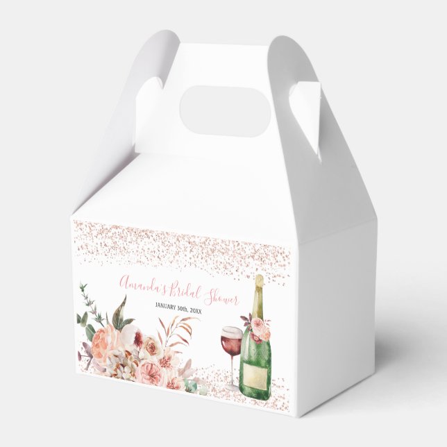 Cheers to Love Blush Pink Bridal Shower Favor Boxes (Front Side)