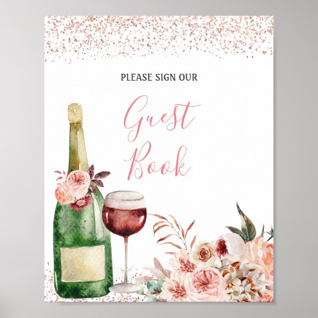 Cheers to Love Blush Pink Bridal Shower Guest Book (Front)