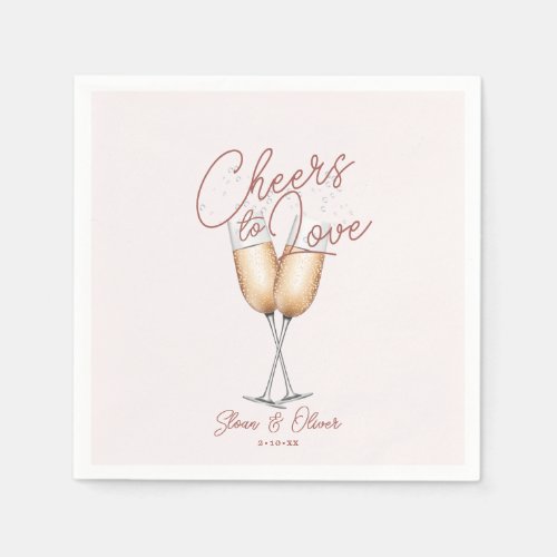 Cheers to Love Blush Pink Bridal Shower Paper Napkins