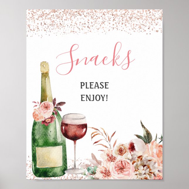 Cheers to Love Blush Pink Bridal Shower Snacks Poster (Front)