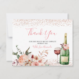 Cheers to Love Blush Pink Bridal Shower Thank You Card