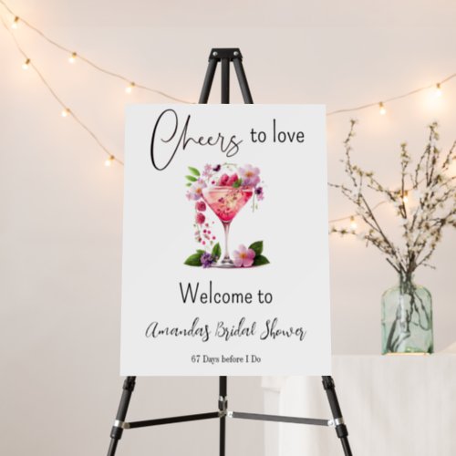 Cheers to Love Blush Pink Floral Bridal Shower Foam Board