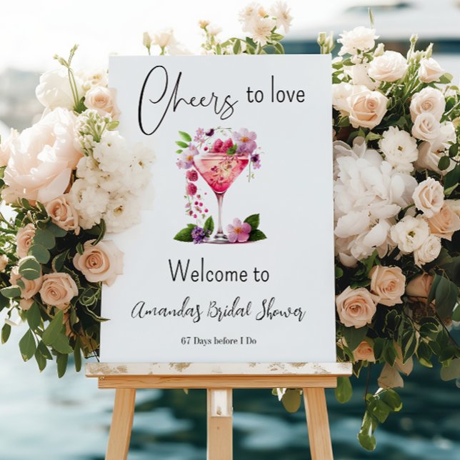 Cheers to Love Blush Pink Floral Bridal Shower Foam Board (Creator Uploaded)