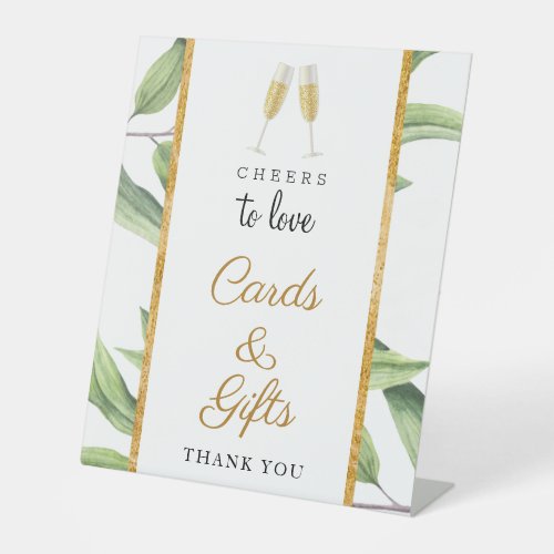 Cheers to Love Botanical Bridal Shower Cards Gifts Pedestal Sign