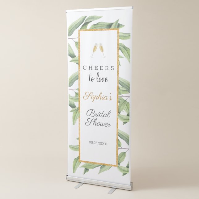 Cheers to Love Botanical Bridal Shower Party  Retractable Banner (3/4)
