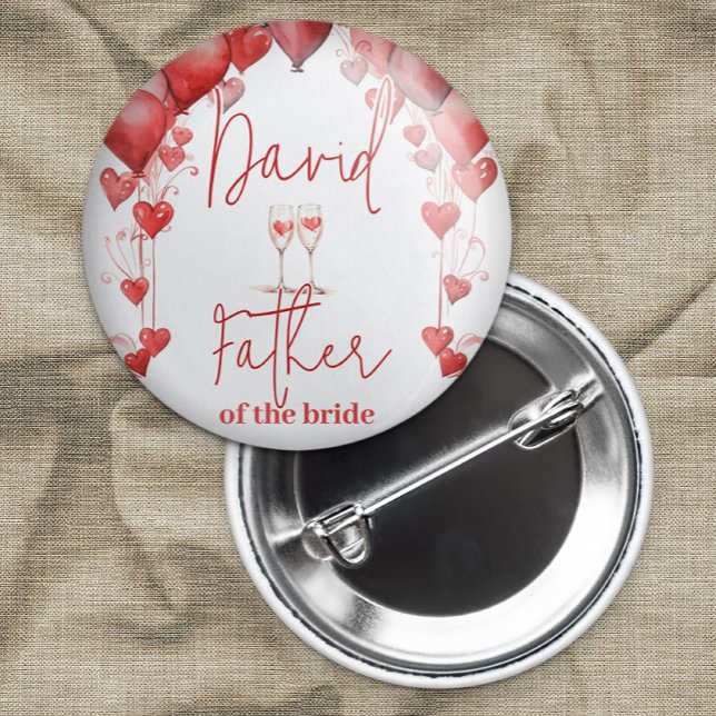 Cheers to Love Bridal Shower Father of the Bride Button (Creator Uploaded)