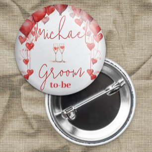 Cheers to Love Bridal Shower Groom To Be Button