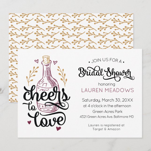 Cheers to Love Bridal Shower Invitation (Front/Back)