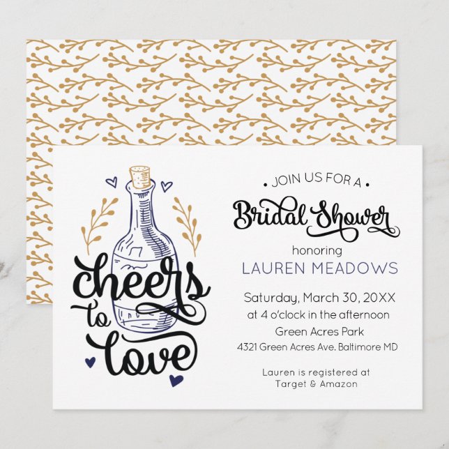 Cheers to Love Bridal Shower Invitation (Front/Back)