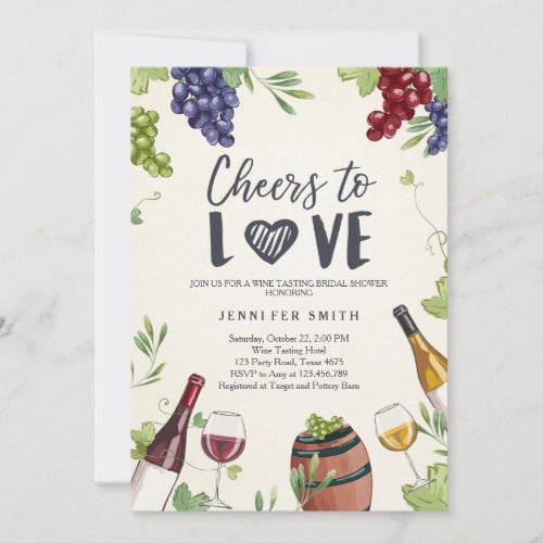 Cheers to Love Bridal shower invite Wine Tasting