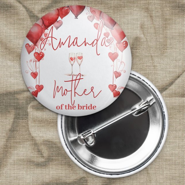 Cheers to Love Bridal Shower Mother of the Bride Button (Creator Uploaded)