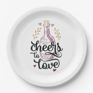 Cheers to Love Bridal Shower Paper Plates