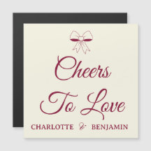 Cheers To Love Burgundy Ivory Wedding Magnet Card