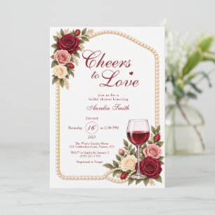 Cheers to Love Burgundy Wine Bridal Shower Invitation