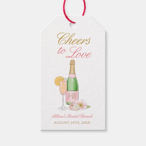 Cheers To Love Champagne Bridal Shower Gift Tags